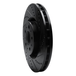 Volvo V70 Brake Rotor (1) - Front Right - R1 Concepts - Drilled & Slotted - Black - `04-`07